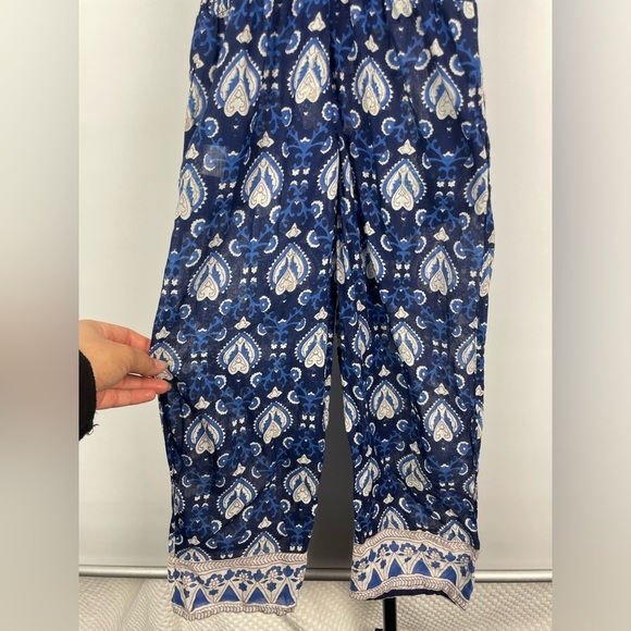 Sea New York Blue Floral Heart Boho Cotton Smocked Jumpsuit - Picture 10 of 14